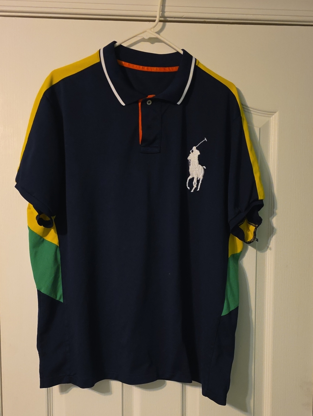 Polo by Ralph Lauren Navy Polo with Yellow & Green Colorblock
